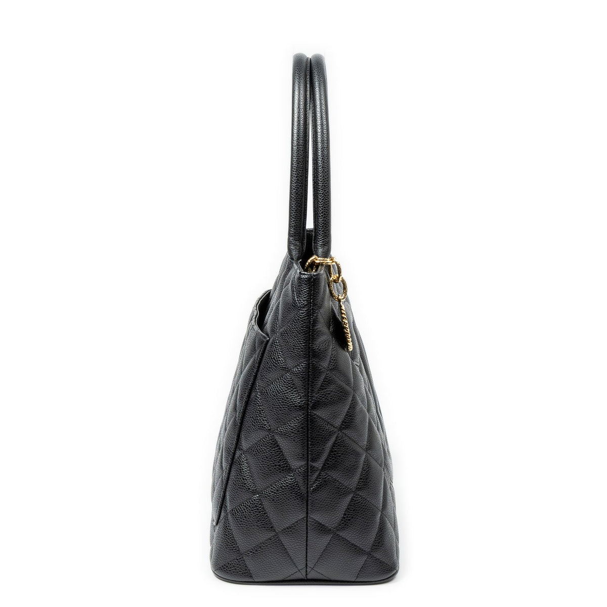 Chanel Timeless Medallion Tote Black Quilted Caviar Leather — view 4