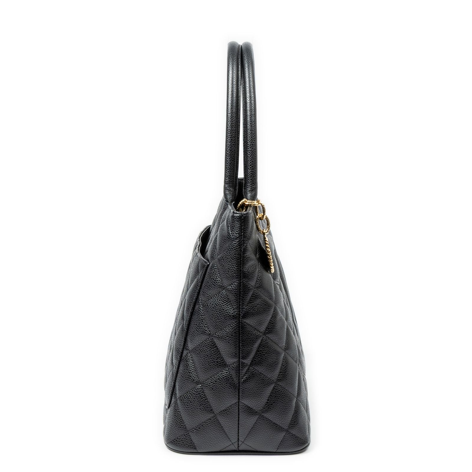 Chanel Timeless Medallion Tote Black Quilted Caviar Leather — view 4