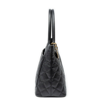 Chanel Timeless Medallion Tote Black Quilted Caviar Leather — view 4