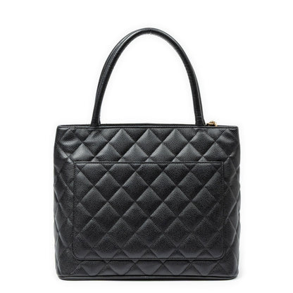 Chanel Timeless Medallion Tote Black Quilted Caviar Leather — view 5