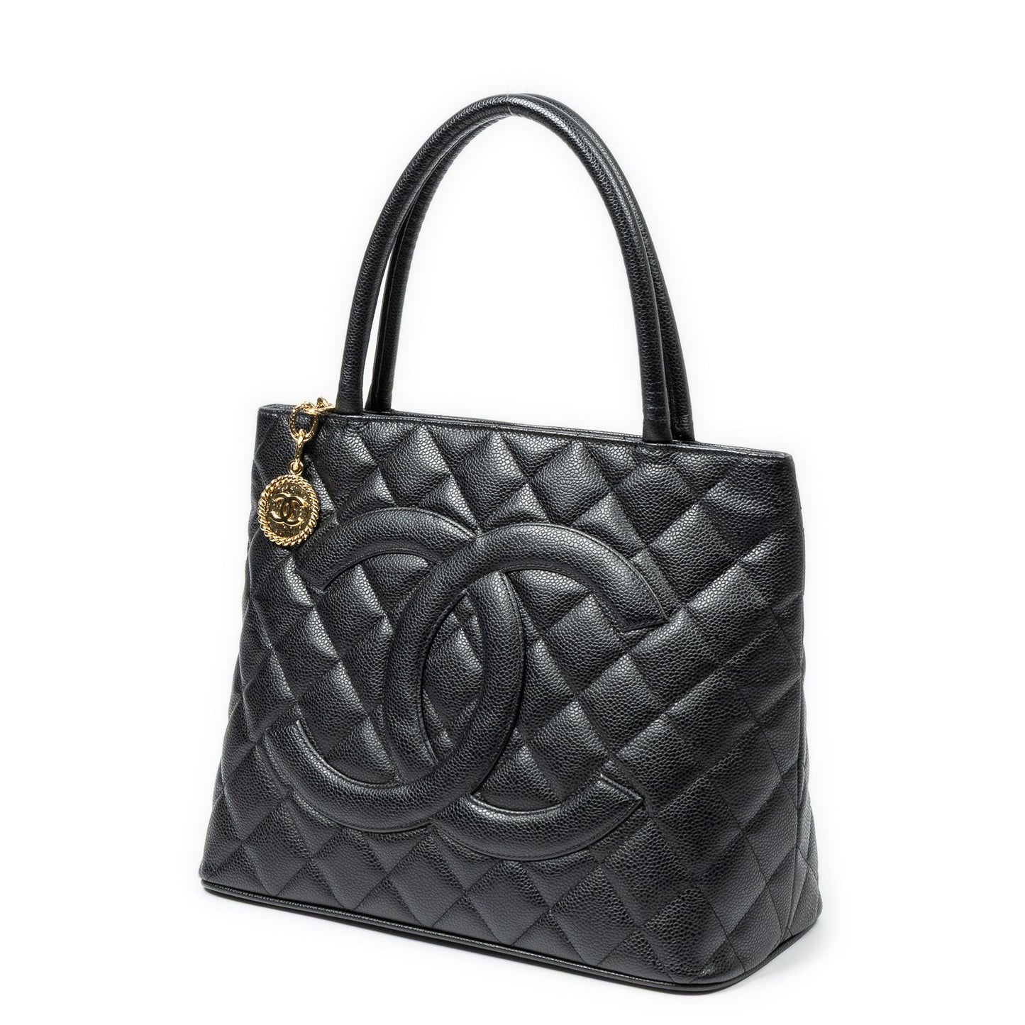 Chanel Timeless Medallion Tote Black Quilted Caviar Leather — view 2