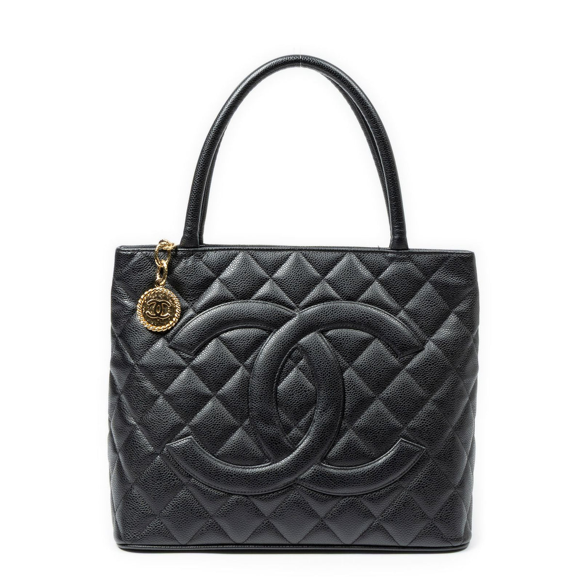Chanel Timeless Medallion Tote Black Quilted Caviar Leather