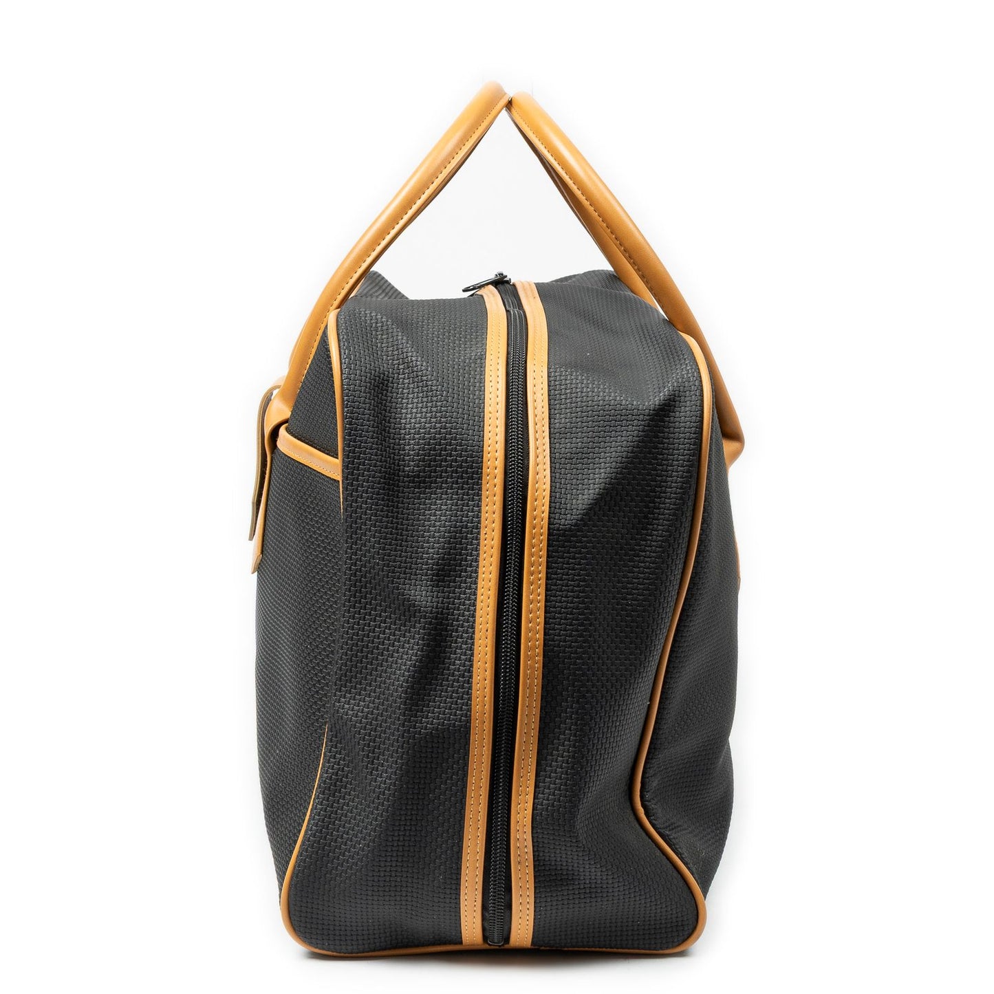 Saint Laurent Vintage Medium Travel Boston Black Tan Canvas Handbag — view 3
