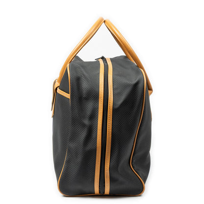 Saint Laurent Vintage Medium Travel Boston Black Tan Canvas Handbag — view 3