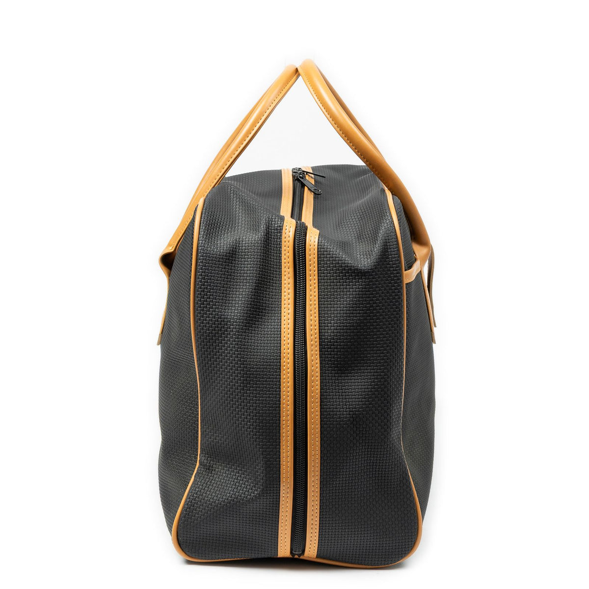 Saint Laurent Vintage Medium Travel Boston Black Tan Canvas Handbag — view 4