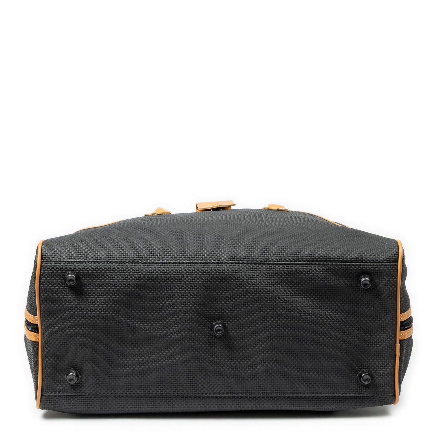 Saint Laurent Vintage Medium Travel Boston Black Tan Canvas Handbag — view 6