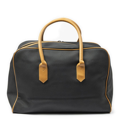 Saint Laurent Vintage Medium Travel Boston Black Tan Canvas Handbag — view 5