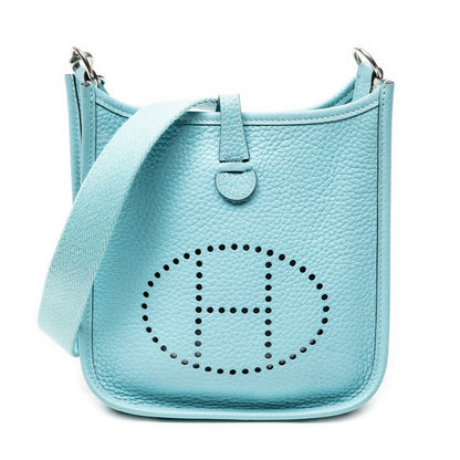 Hermes Evelyne Turquoise Clemence Leather Shoulder Bag