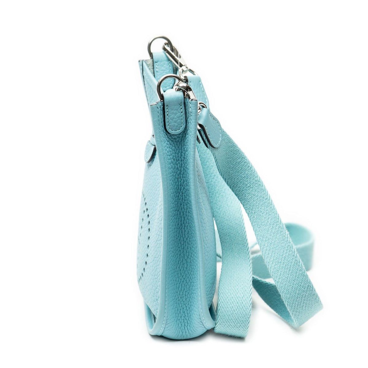 Hermes Evelyne Turquoise Clemence Leather Shoulder Bag — view 3