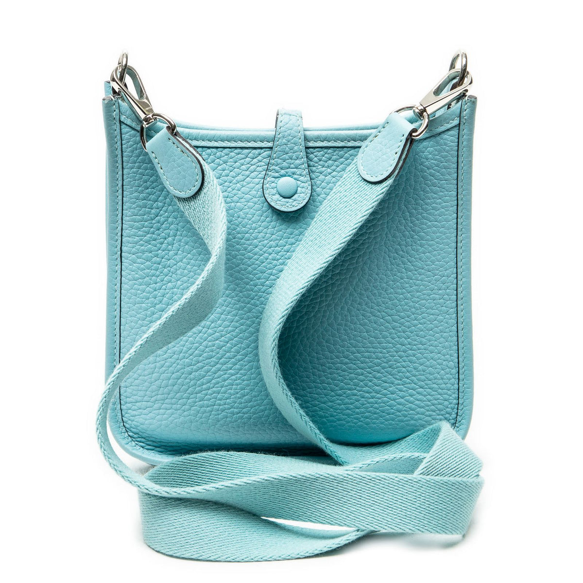 Hermes Evelyne Turquoise Clemence Leather Shoulder Bag — view 5