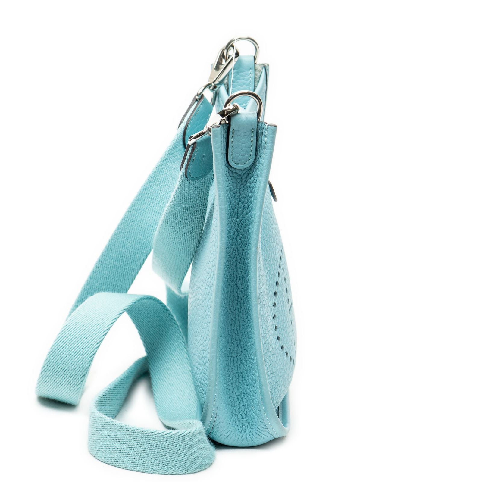 Hermes Evelyne Turquoise Clemence Leather Shoulder Bag — view 4