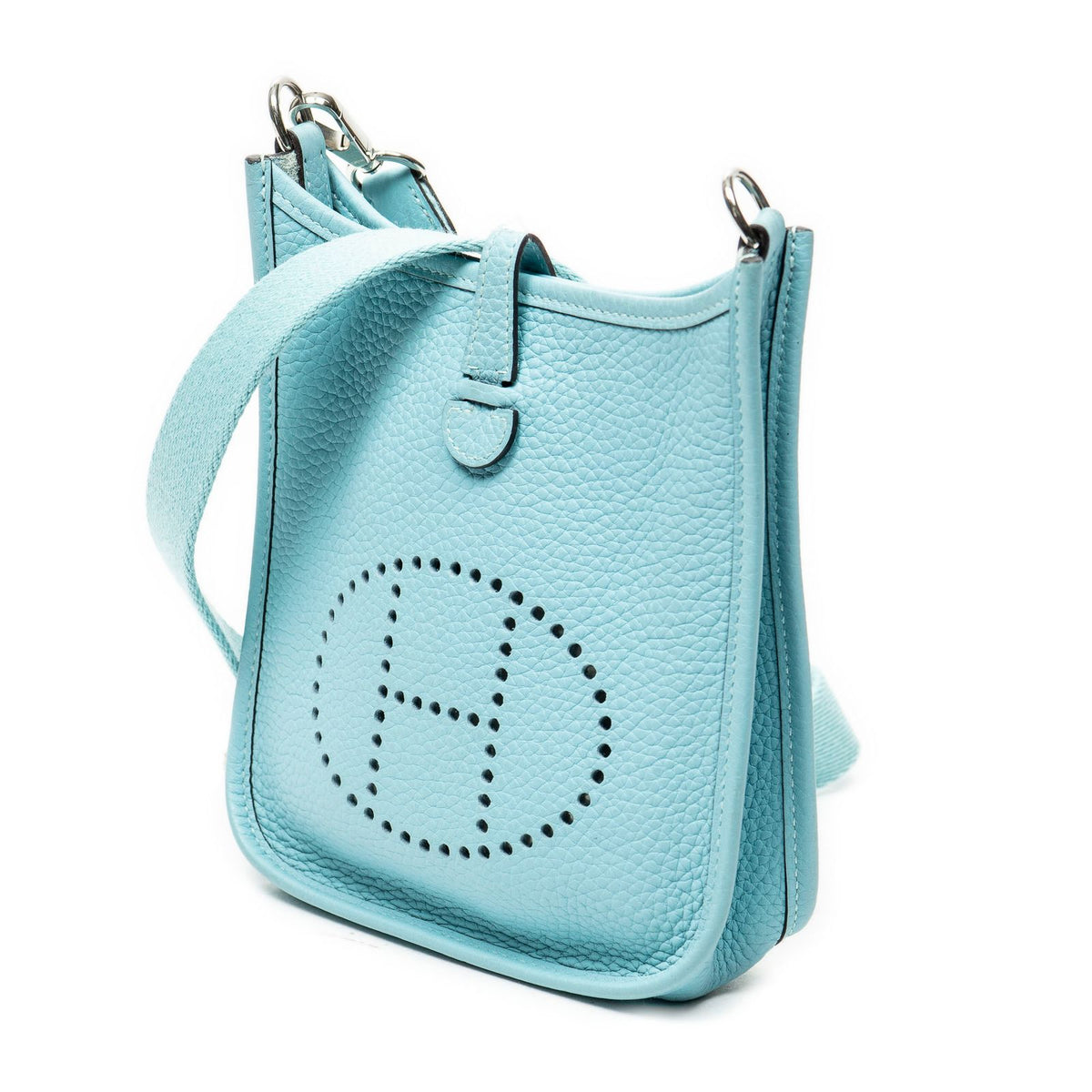 Hermes Evelyne Turquoise Clemence Leather Shoulder Bag — view 2