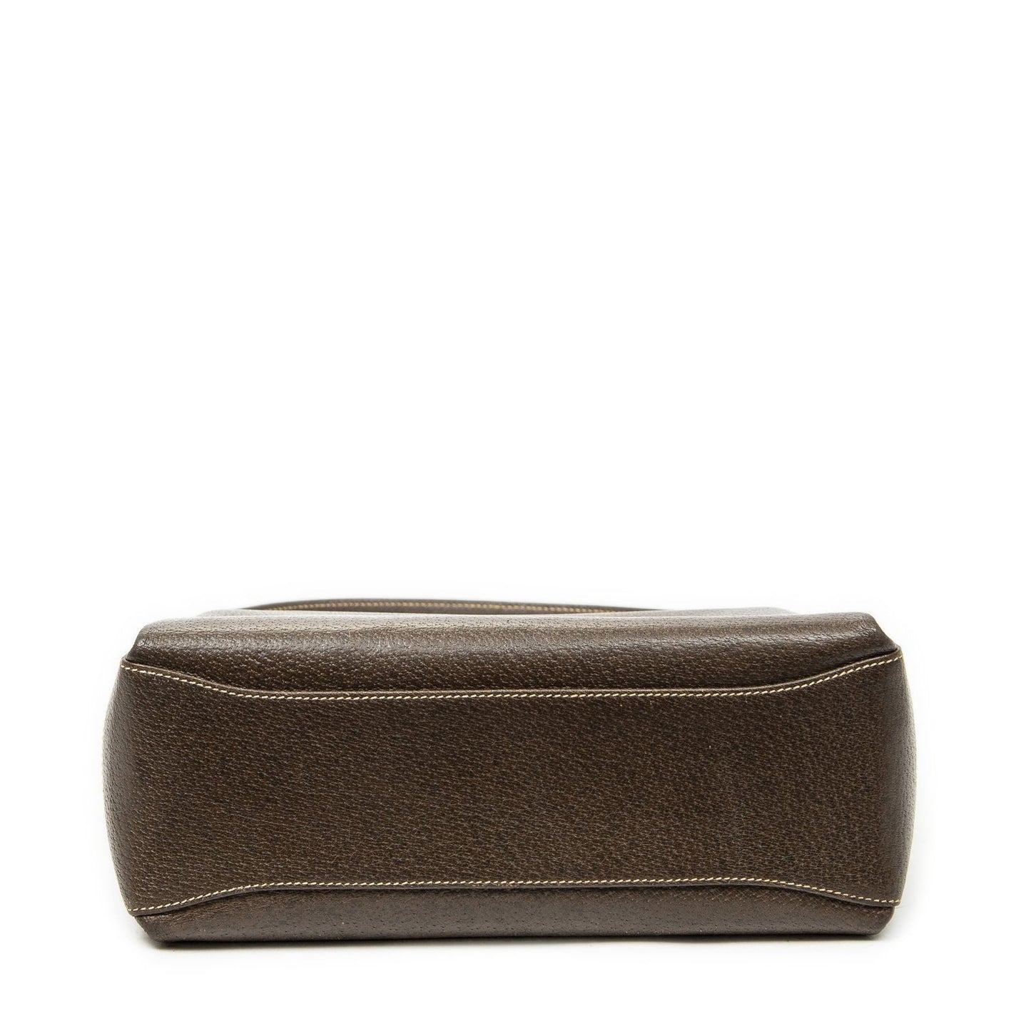 Gucci Vintage Flap Bag Top Handle Brown Grain Calfskin Leather — view 6