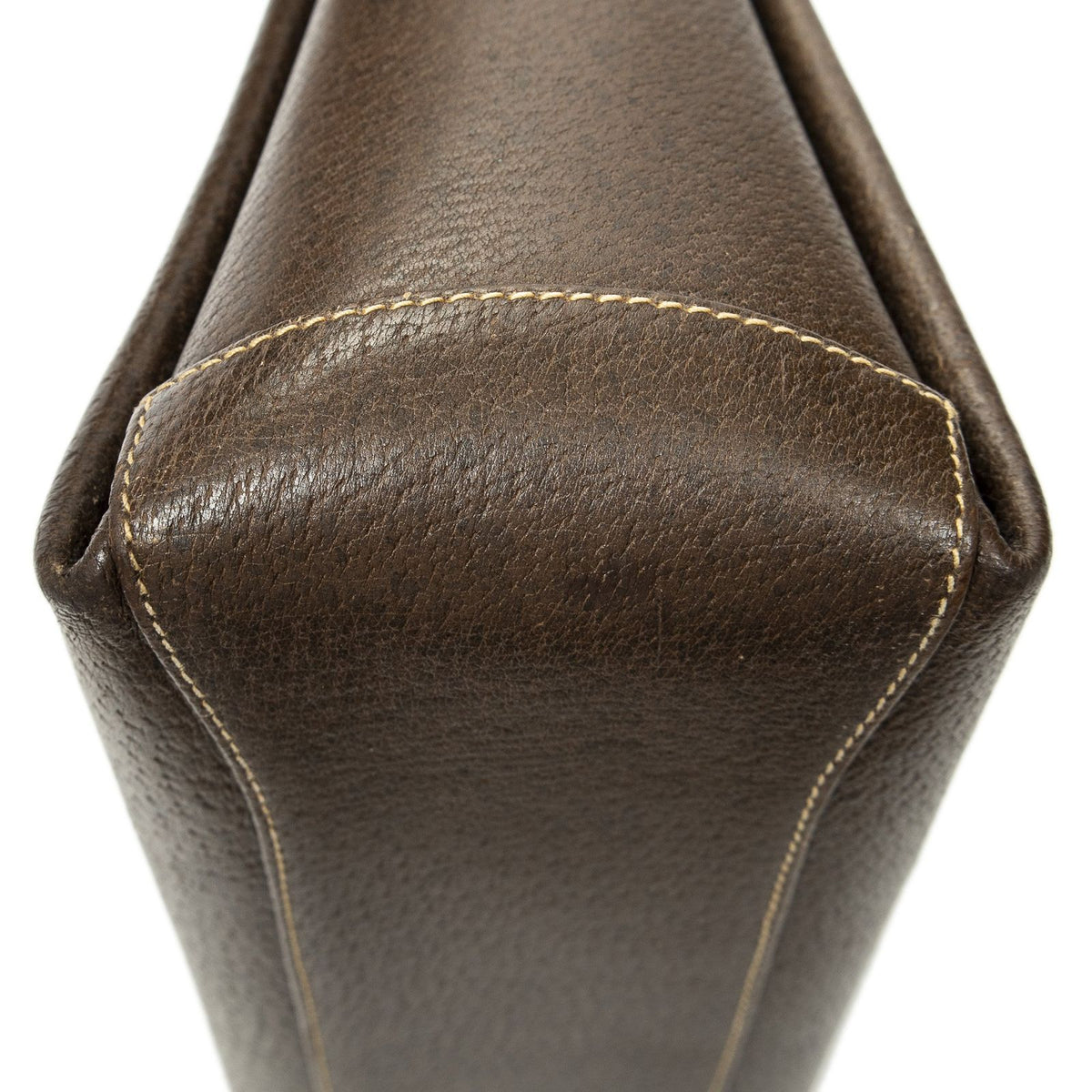Gucci Vintage Flap Bag Top Handle Brown Grain Calfskin Leather — view 7