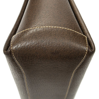 Gucci Vintage Flap Bag Top Handle Brown Grain Calfskin Leather — view 7