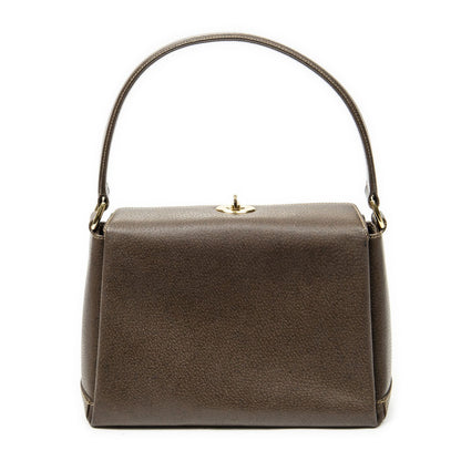 Gucci Vintage Flap Bag Top Handle Brown Grain Calfskin Leather — view 5