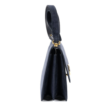 Gucci Vintage Flap Bag Navy Suede Leather — view 4