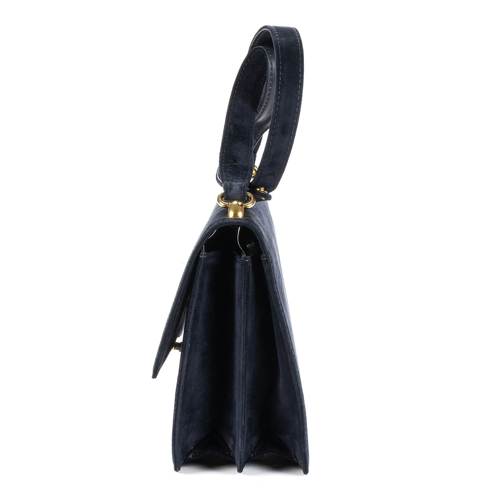 Gucci Vintage Flap Bag Navy Suede Leather — view 3