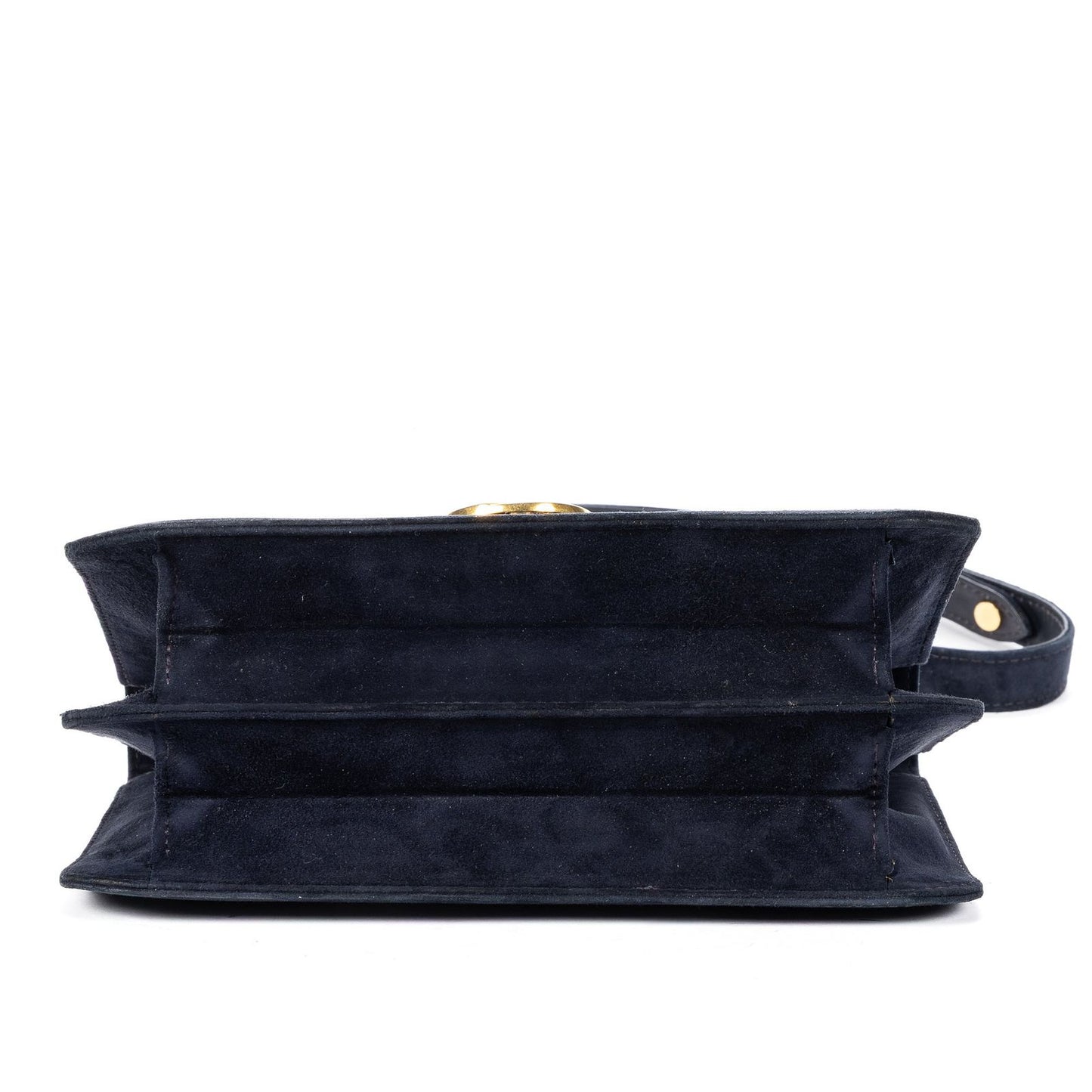 Gucci Vintage Flap Bag Navy Suede Leather — view 6