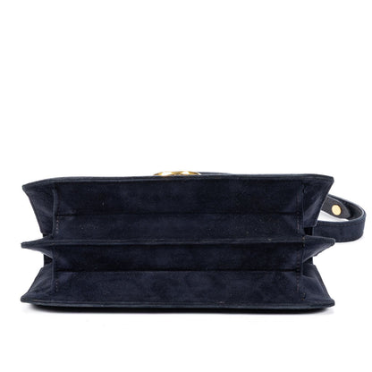Gucci Vintage Flap Bag Navy Suede Leather — view 6