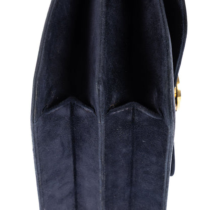 Gucci Vintage Flap Bag Navy Suede Leather — view 7