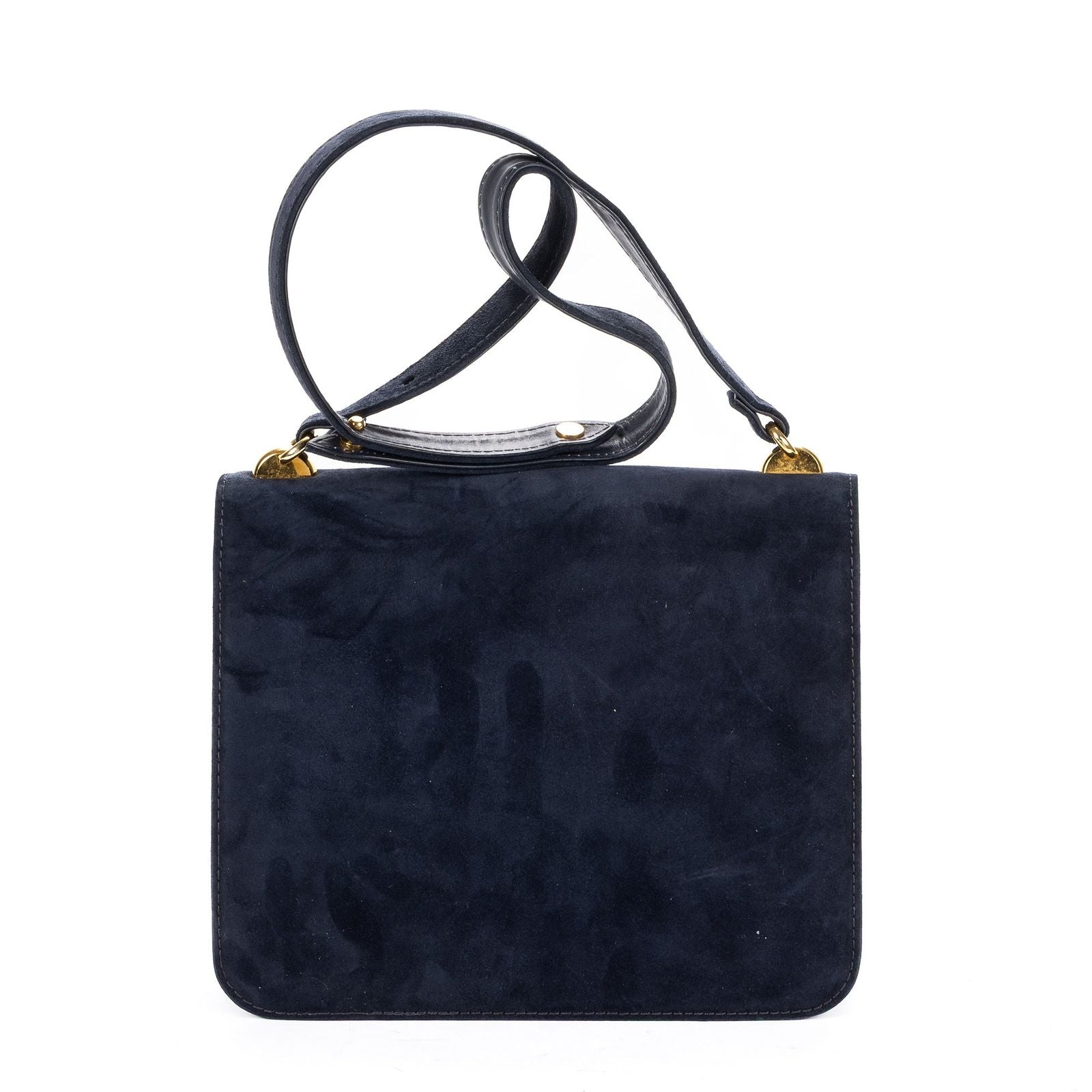 Gucci Vintage Flap Bag Navy Suede Leather — view 5