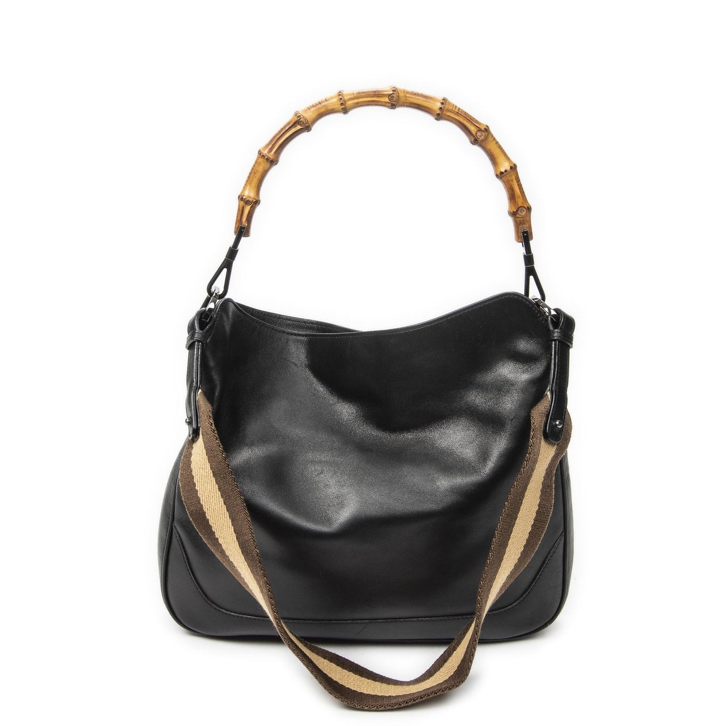 Gucci Vintage Bamboo Handle Tote Black Smooth Leather — view 5
