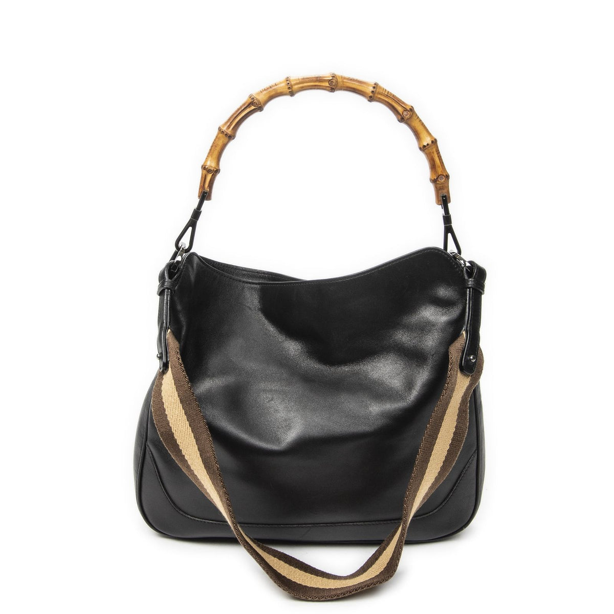 Gucci Vintage Bamboo Handle Tote Black Smooth Leather — view 5