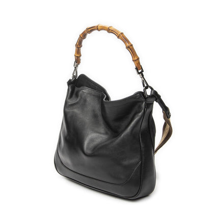 Gucci Vintage Bamboo Handle Tote Black Smooth Leather — view 2
