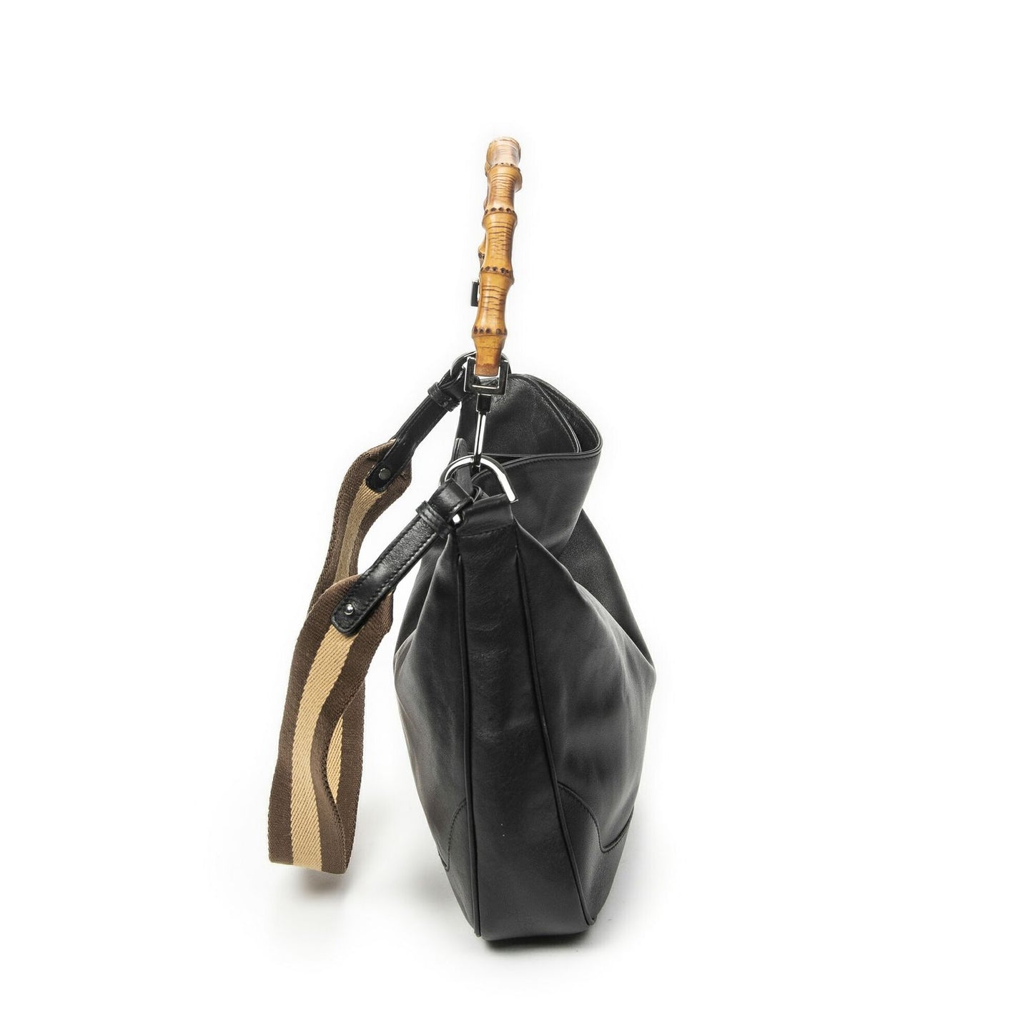 Gucci Vintage Bamboo Handle Tote Black Smooth Leather — view 4