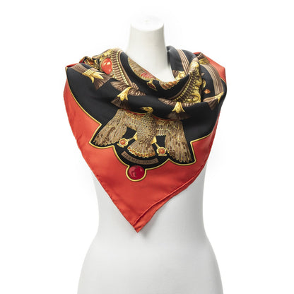 Hermes Scarf Red Black Goldtwill Silk