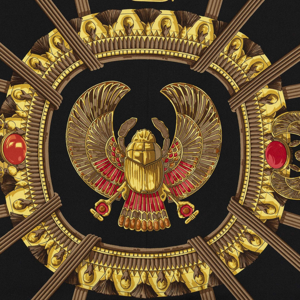 Hermes Scarf Red Black Goldtwill Silk — view 3