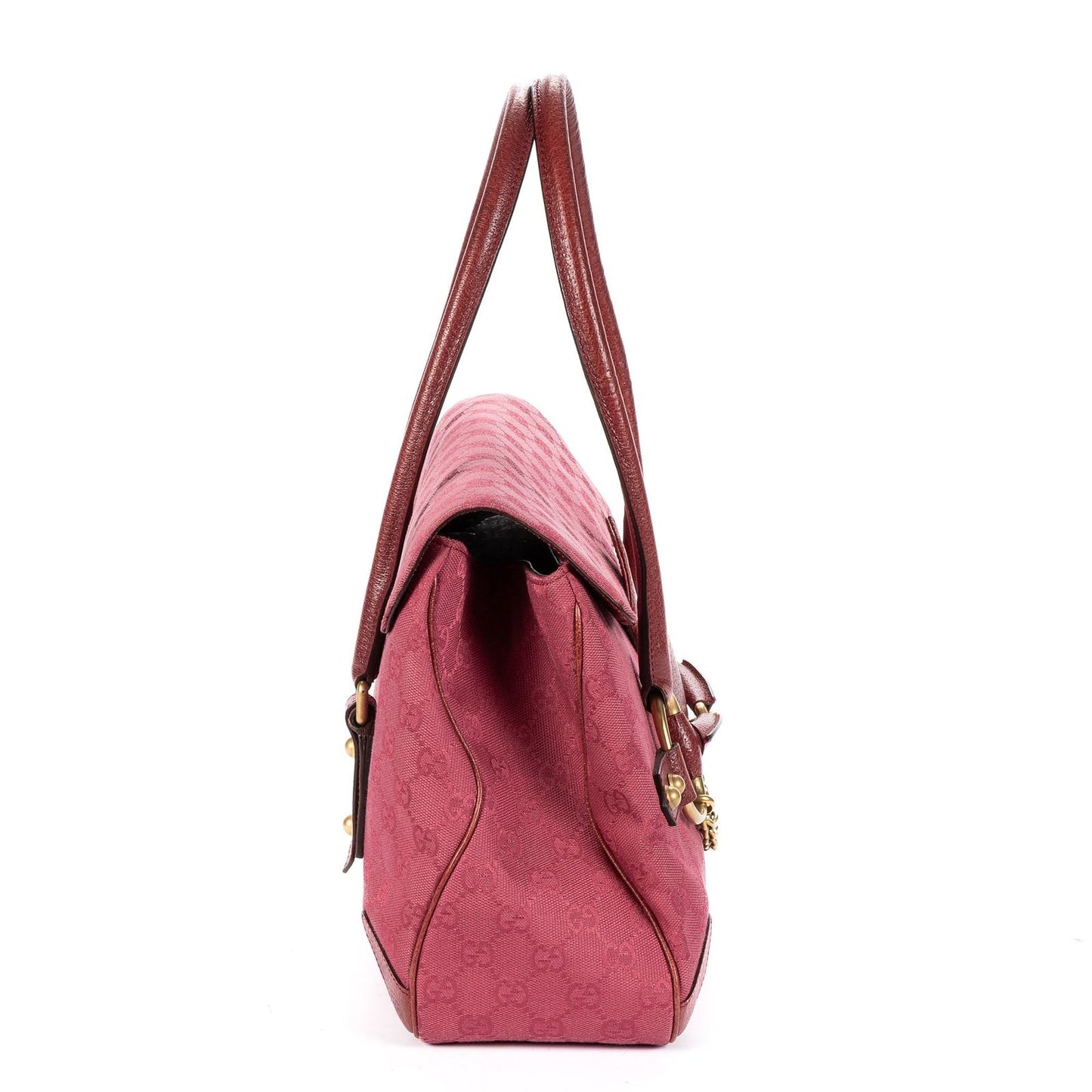 Gucci Horsebit Chain Pink Guccissima Nylon Shoulder Bag — view 4