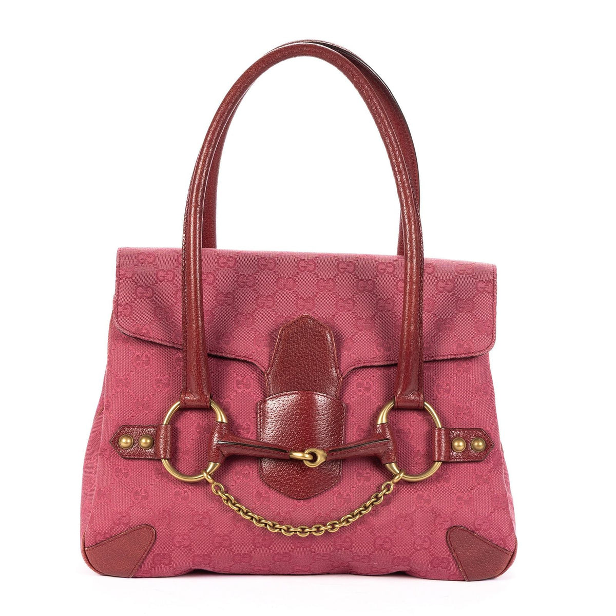 Gucci Horsebit Chain Pink Guccissima Nylon Shoulder Bag