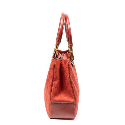 Gucci Large Square Bamboo Tote Red GG Canvas — view 4