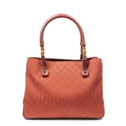 Gucci Large Square Bamboo Tote Red GG Canvas