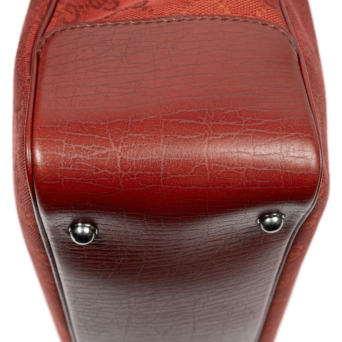 Gucci Large Square Bamboo Tote Red GG Canvas — view 7