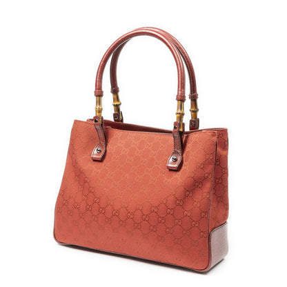 Gucci Large Square Bamboo Tote Red GG Canvas — view 2