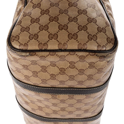 Gucci Crystal Boston Bag Beige Dark Brown Guccissima Leather — view 7