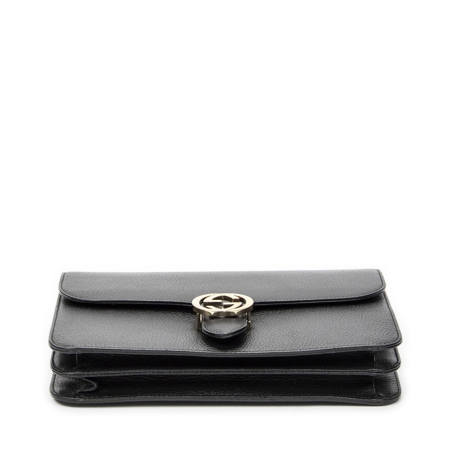 Gucci Small Interlocking G GG Chain Crossbody Black Grain Calfskin Leather — view 6
