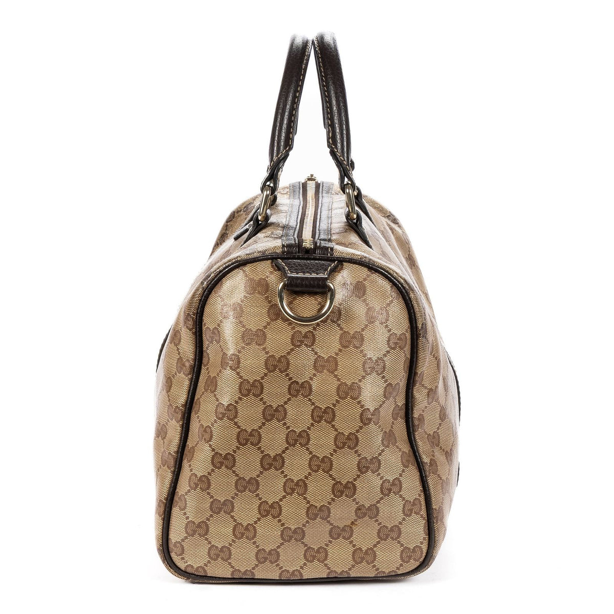 Gucci Crystal Boston Bag Beige Dark Brown Guccissima Leather — view 3