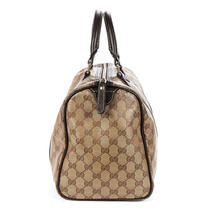 Gucci Crystal Boston Bag Beige Dark Brown Guccissima Leather — view 4