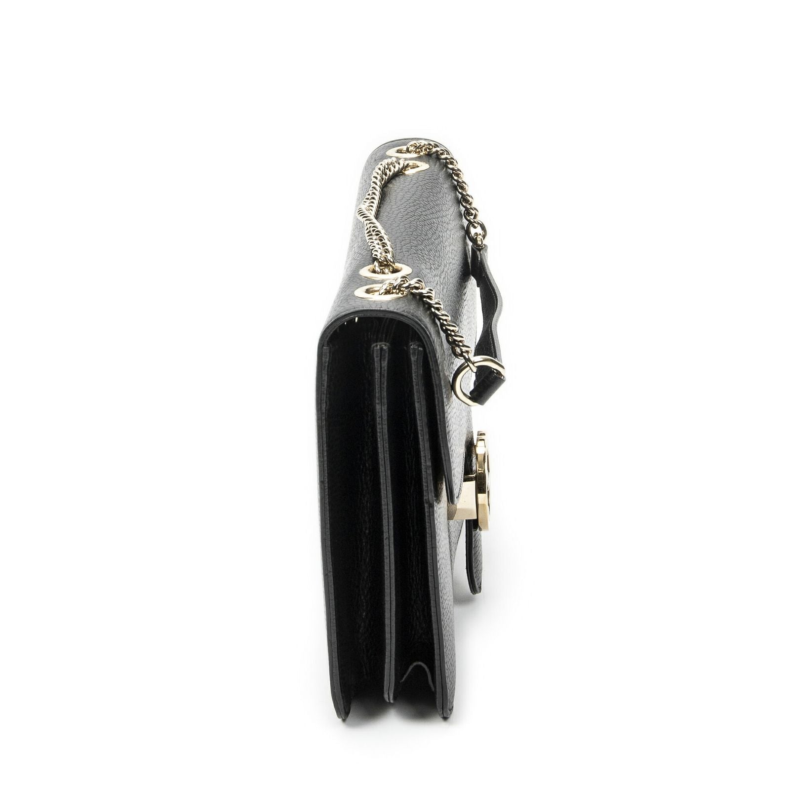 Gucci Small Interlocking G GG Chain Crossbody Black Grain Calfskin Leather — view 4