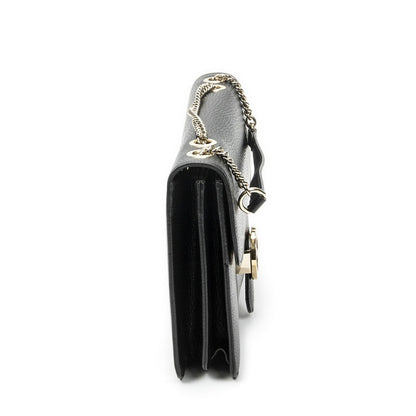 Gucci Small Interlocking G GG Chain Crossbody Black Grain Calfskin Leather — view 4