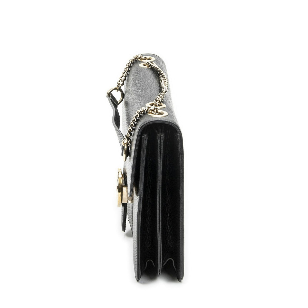 Gucci Small Interlocking G GG Chain Crossbody Black Grain Calfskin Leather — view 3