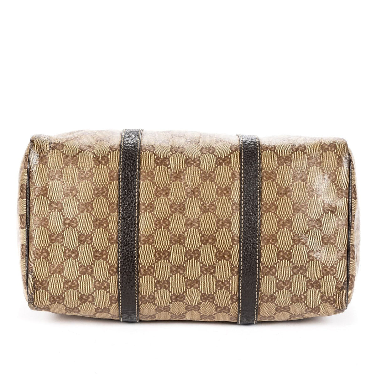 Gucci Crystal Boston Bag Beige Dark Brown Guccissima Leather — view 6