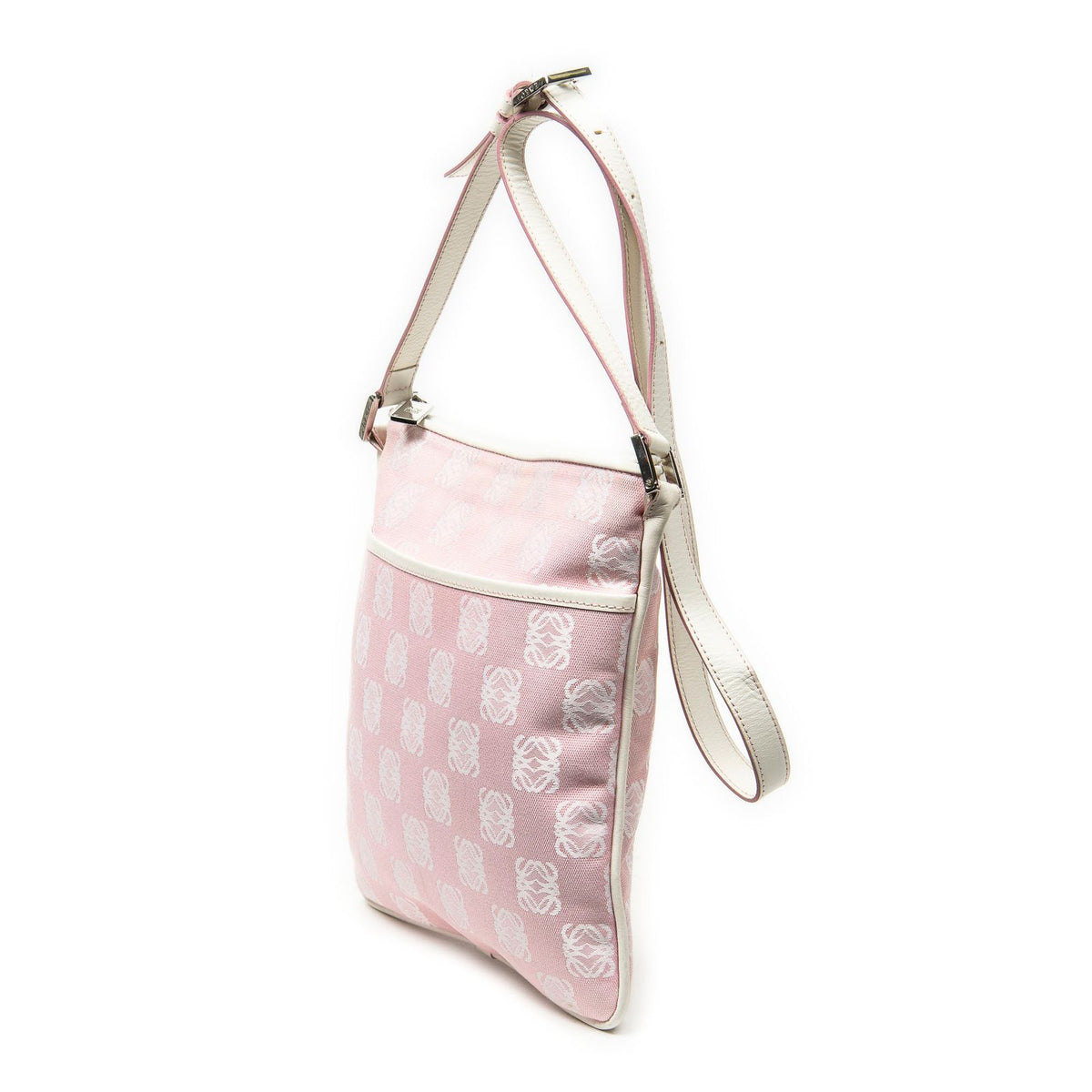 Loewe Vintage Anagram Cross Belt Bag Pink White Canvas — view 2
