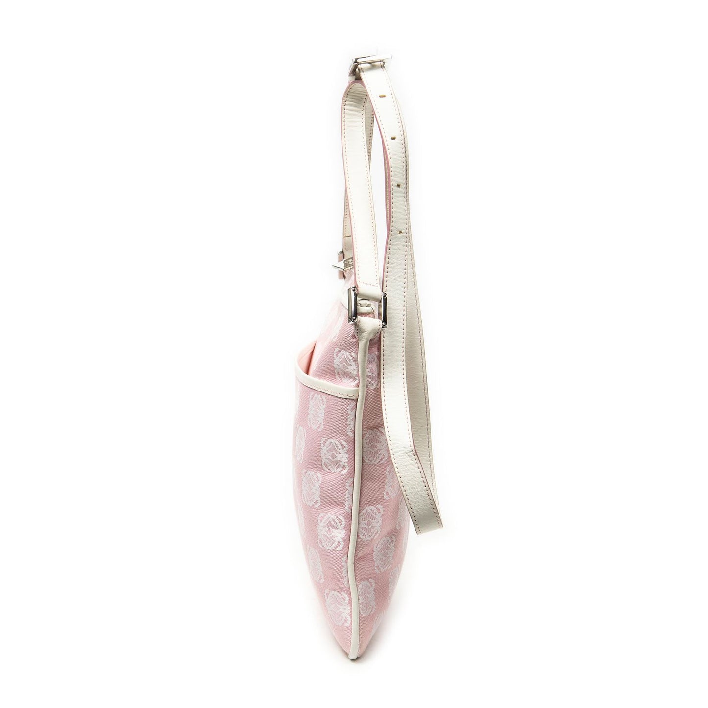 Loewe Vintage Anagram Cross Belt Bag Pink White Canvas — view 3