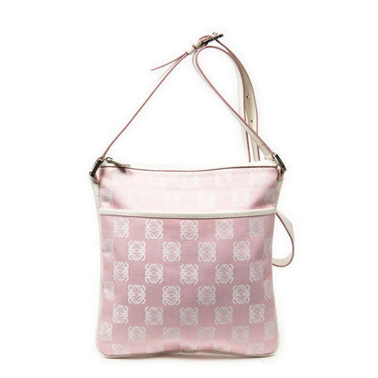 Loewe Vintage Anagram Cross Belt Bag Pink White Canvas