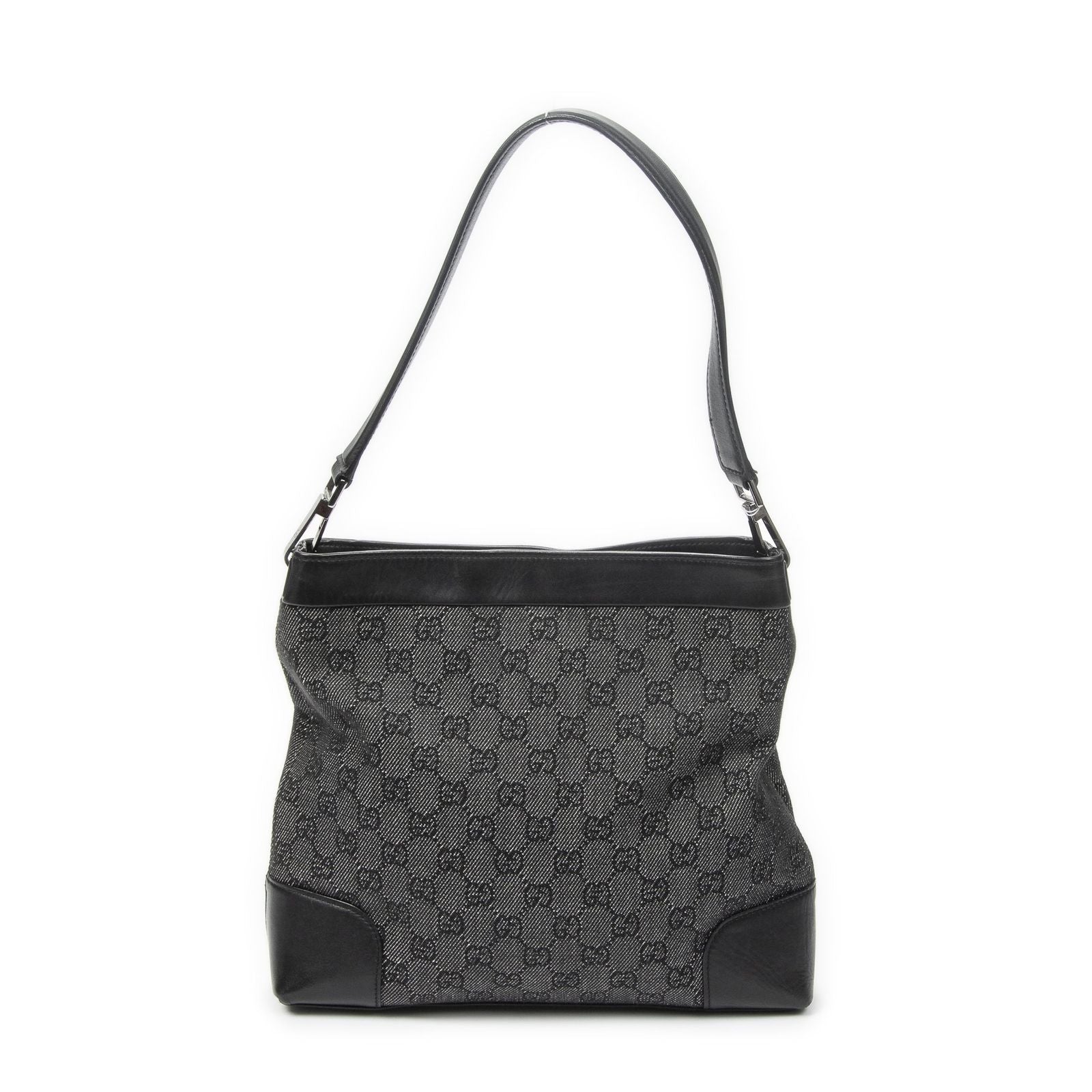 Gucci GG Hobo Shoulder Bag Black Denim Canvas